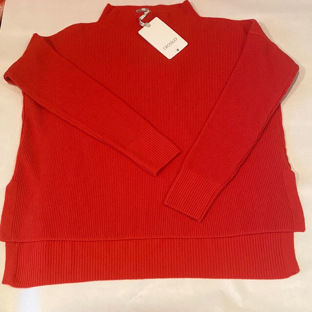 NEW BNWT Crossley exposed seams red oversized boxy wool sweater Italy size XS